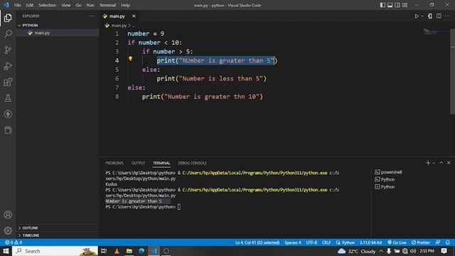 Learn python fundamentals - part6 (nested and multiple if-statements) смотреть онлайн