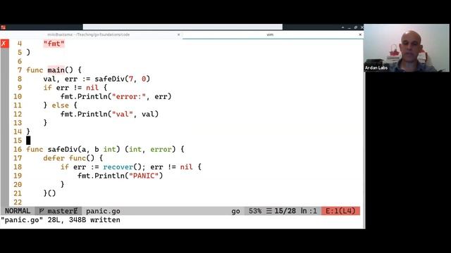 Using defer + recover to handle panics in Go смотреть онлайн