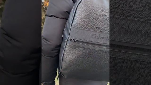Кожаный рюкзак CALVIN KLEIN в уличном стиле на каждый день, портфель унисекс, цвет черный