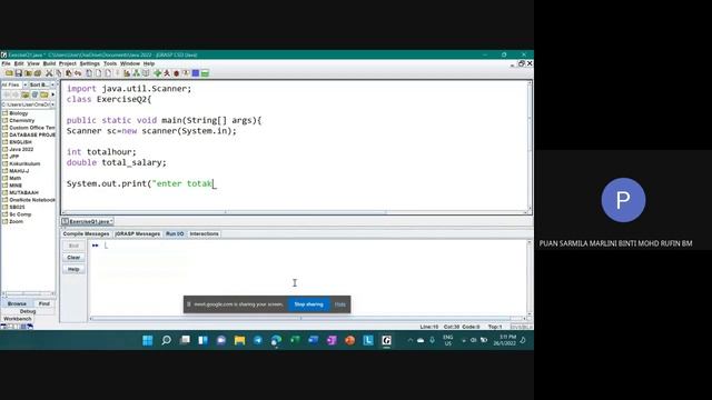 B3T13 JAVA || ECERCISE 3 || QUESTION 2 || 26 JAN 2022 смотреть онлайн