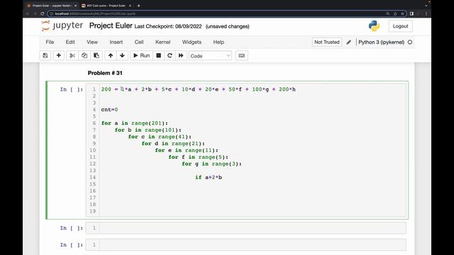 Project Euler Problem # 31 Solution - Coin sums