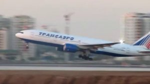 Transaero Boeing 772 taking off rwy 26 at Ben Gurion airport-Israel