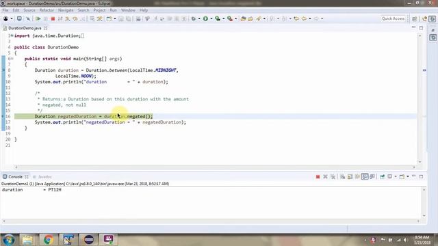How to use negated method of Duration class? | Java 8 Date and Time
