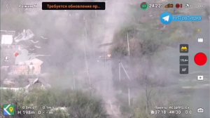 Прямое попадание (предположительно) артиллерийское снаряда в танк ВСУ