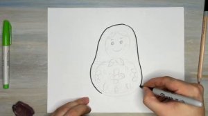 Как нарисовать Матрешку. Рисование для детей.