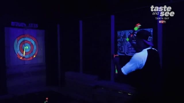 Throw axes in the dark at Axe Throwing Tampa | Taste and See Tampa Bay смотреть онлайн
