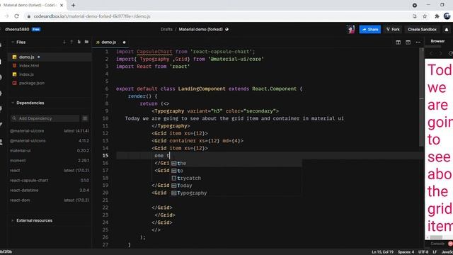 Grid item | Grid Container | React JS смотреть онлайн