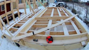 Баня, установка каркасов стен 4х6, часть 1.