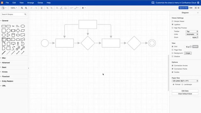 Customize the menu in draw.io for Atlassian Confluence Cloud