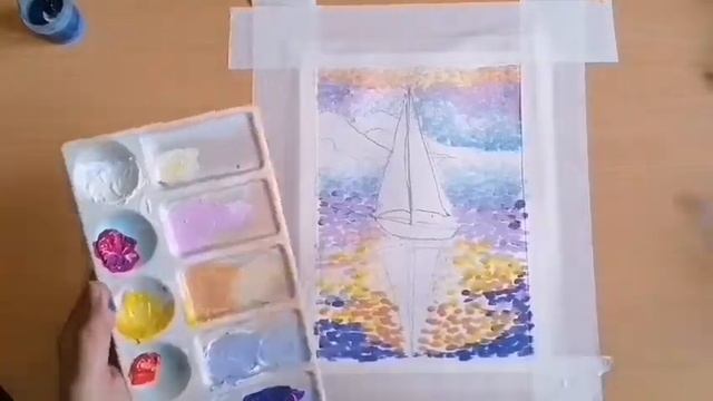 Мастер-класс : "Парусная лодка" в технике "пуантилизм" смотреть онлайн