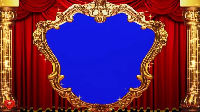 Футаж Золотая рамка на красном занавесе хромакей смотреть онлайн