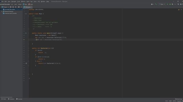 Factorial by using Recursion in Java in 3 Code Steps  in Hindi  | Java interview Questions in hindi
