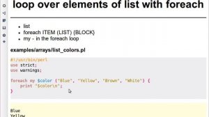 Beginner Perl Maven tutorial 4.3 - foreach loop over list