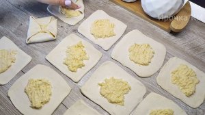 Вкусные Хачапури с сыром из слоеного теста. Просто и быстро, хрустящее тесто.