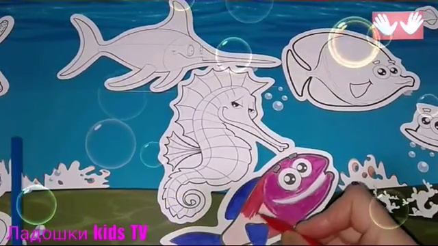 Морские Рыбки Видео для детей Рыбки Большая настольная раскраска для детей "Морской мир" Раскраски смотреть онлайн