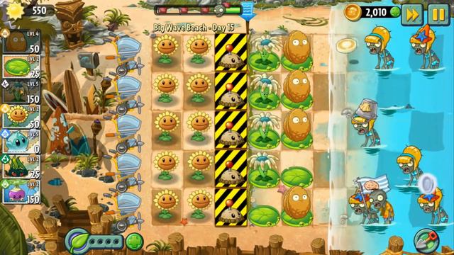 Прохождение Растения против зомби 2, Пляж большой волны, 15-й день смотреть онлайн