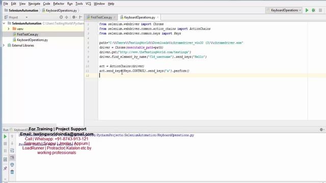 Selenium Python :  Keyboard and Mouse Operations