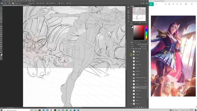 How I paint League of Legends Splash Art - Caitlyn Resistance Splash Art Process смотреть онлайн