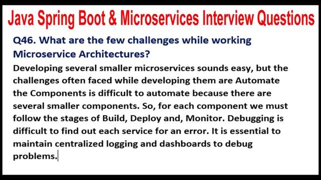 Java Spring Boot | Q46. What are the few challenges while working Microservice Architectures? смотреть онлайн