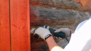 Шлифовка сруба из бревна #дача  #шлифовка #сруб