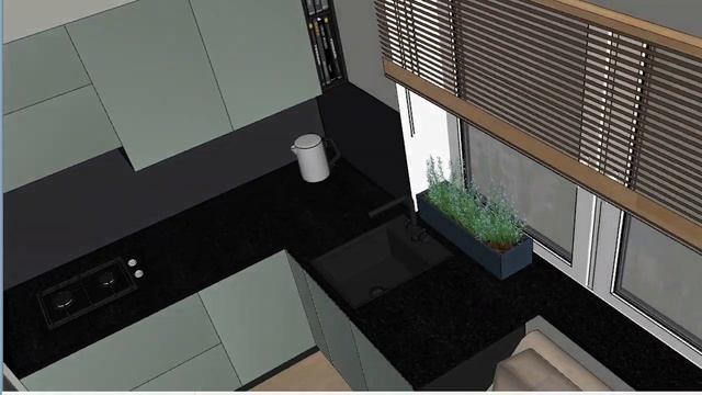 Кухня 8 кв.м с функцией гостиной (вариант темной отделки) смотреть онлайн