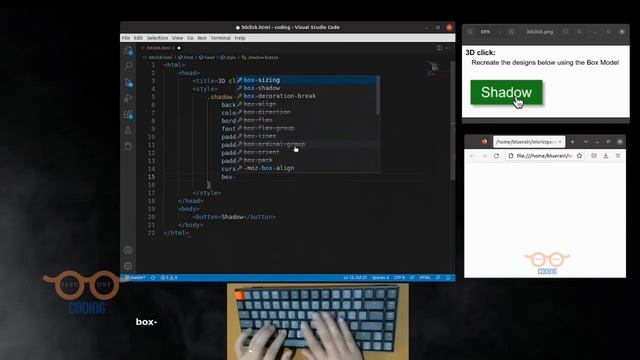 Basic HTML CSS | How to Code 3D Click Button | ASMR Programming