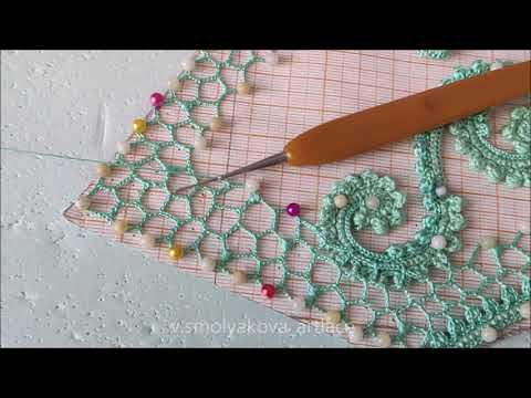 Часть 17. Сборка сеточкой арт кружева: третий ряд по плечевому шву, сеточка под элементами. смотреть онлайн