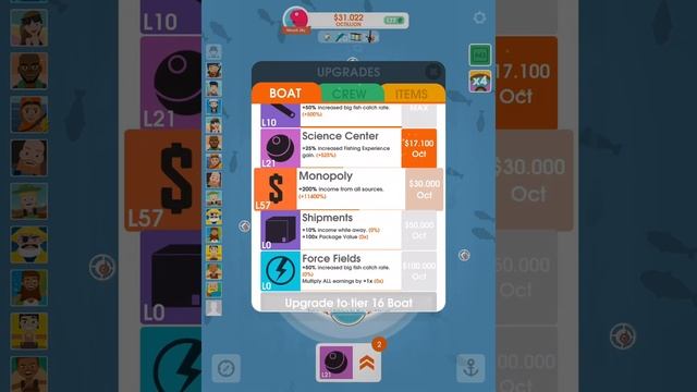 Unlocking Tier 15 Boat In HOOKED INC - A Trending Idle fishing Game