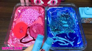 PINK vs BLUE ! Mixing Random Things into GLOSSY Slime ! Satisfying Slime Video #211