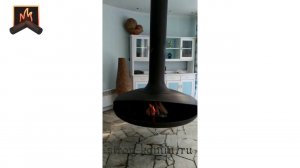 Дымосос Дарко, дымоход Феникс, в современном подвесном камине на дровах: монтаж под ключ- Ялта, Крым