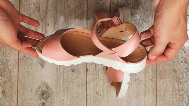 M001-9 Кожаные босоножки "Lines" розовые смотреть онлайн