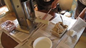 Наши фирменные шампуры и насадка на колбасный шприц для быстрого нанизывания на шампур люля кебаба