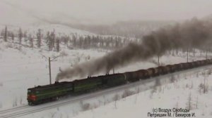 3ТЭ10М-1416 и 3ТЭ10М-1313+3ТЭ10У-0018 (Мурурин) / 3TE10M-1416 and 3TE10M-1313 (RZD, Mururin pass)