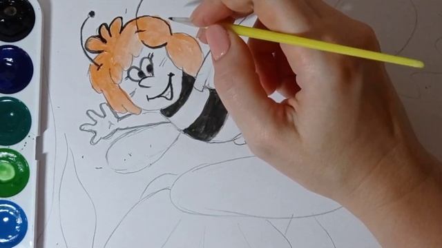 Пчела Майя. Рисуем пчелу. | Maya bee. Let's draw May the bee. Video for children. смотреть онлайн