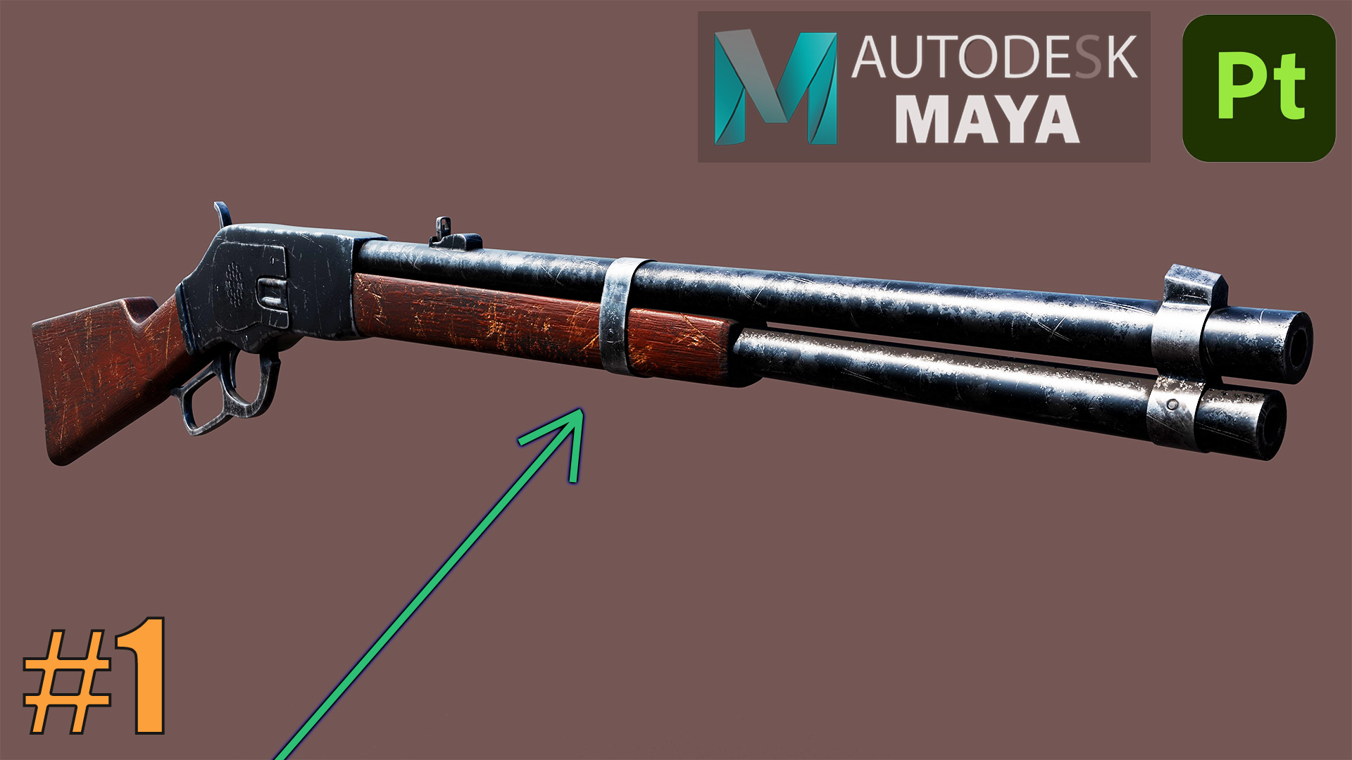 3д моделирование Winchester, 3д моделирование обучение, учимся моделировать с нуля 3d model #1