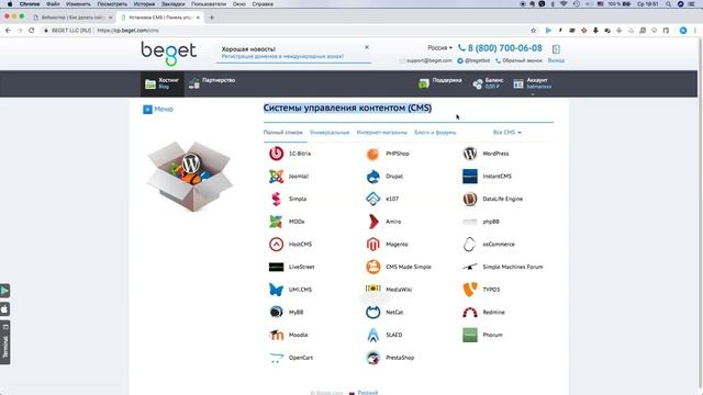 Установка wordpress на хостинг beget смотреть онлайн