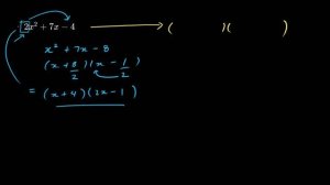 BC Math 10 Factoring:  2x^2 + 7x - 4