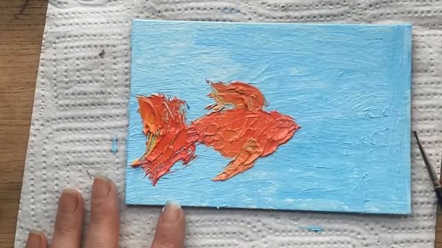 Fish time lapse painting (Рисуем золотую рыбку маслом) смотреть онлайн