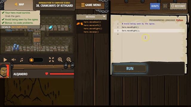Code Combat Crawlways of Kithgard - Level 3B Python Tutorial with Solution