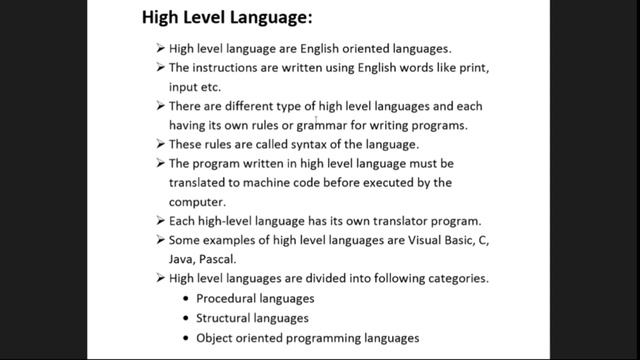 Topic #20, High Level Language | 10 class computer science | chapter-2