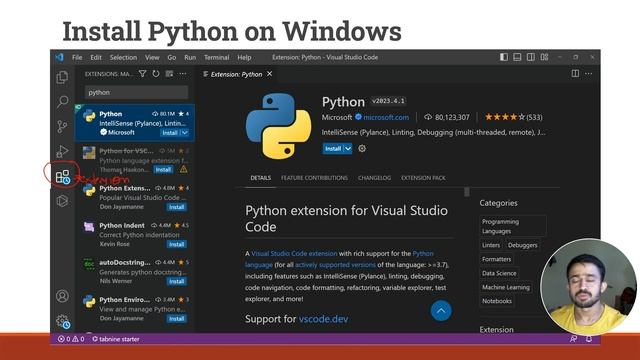 Lecture 3 - Setup Python in Visual Studio Code | Python Master Class | हिंदी में | CodeMyth