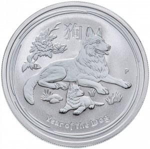 Серебряная монета_ Австралия 50 центов, 2018 Китайский гороскоп - год собаки!