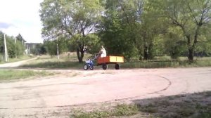 Первый, после покупки,  выезд мотоблока НЕВА МБ2  с прицепом