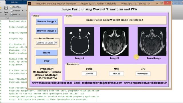 Wavelet Transform Based Image Fusion Matlab Project Code