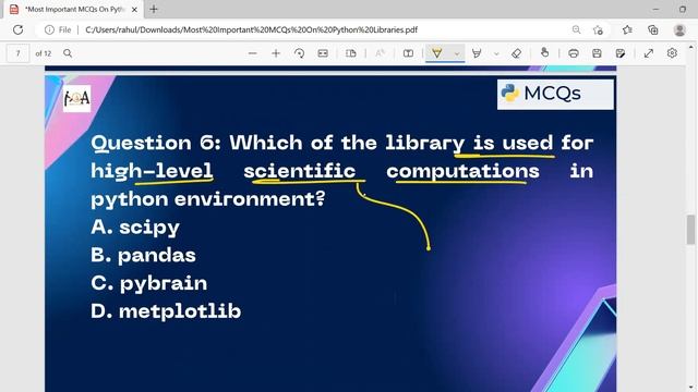 PYTHON LIBRARIES - IMP MCQs | Learn Python From Basics