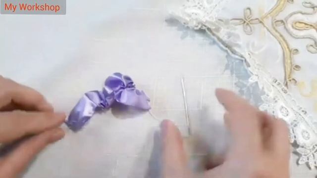 M.K/Kanzashi flowers tutorial/Красивый и несложный ободок из атласных лент/цветы из лент смотреть онлайн
