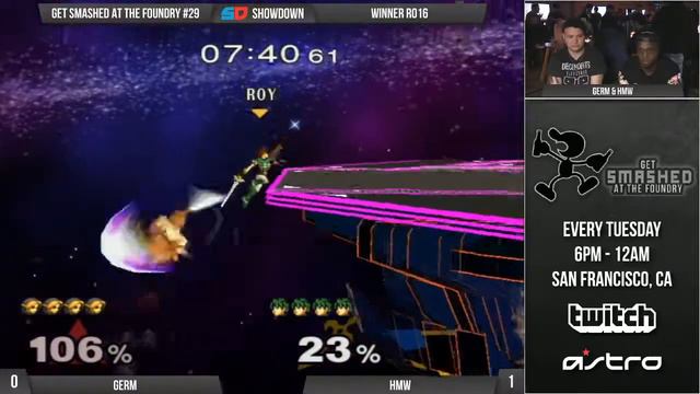 Get Smashed at the Foundry #29 - Winner Ro16: GERM (Link) vs HMW (Roy) смотреть онлайн