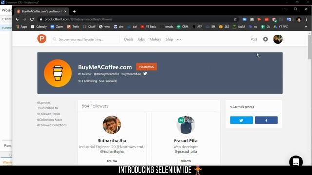 Selenium IDE ? | Building A Follow Bot For ProductHunt | No Code Automations For Growth Hackers ?
