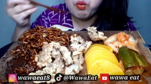 ASMR BULDAK JJAJANG + TANGSUYUK HALAL + KIMCHI || SAMYANG JAJANGMYEON ||ASMR INDONESIA || #EatVlog4