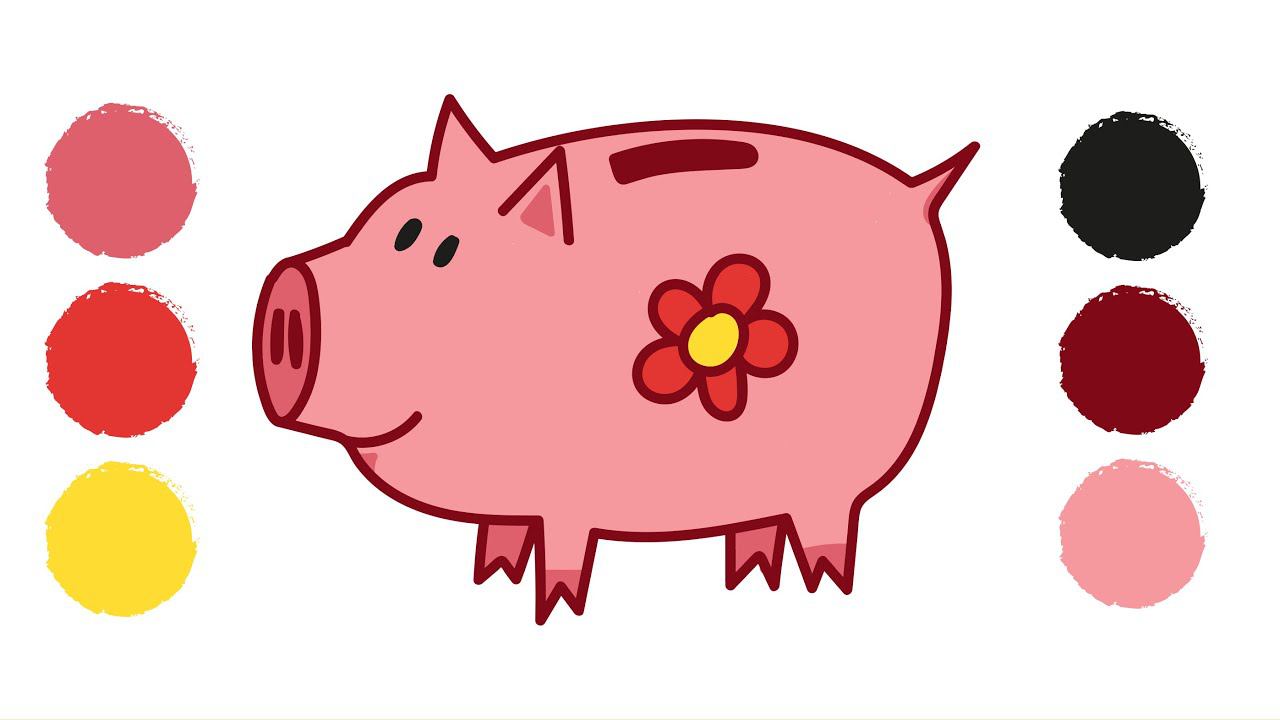 Как нарисовать СВИНКУ КОПИЛКУ / Раскраска СВИНКА КОПИЛКА/How to draw A PIGGI BANK / Краски раскраски смотреть онлайн